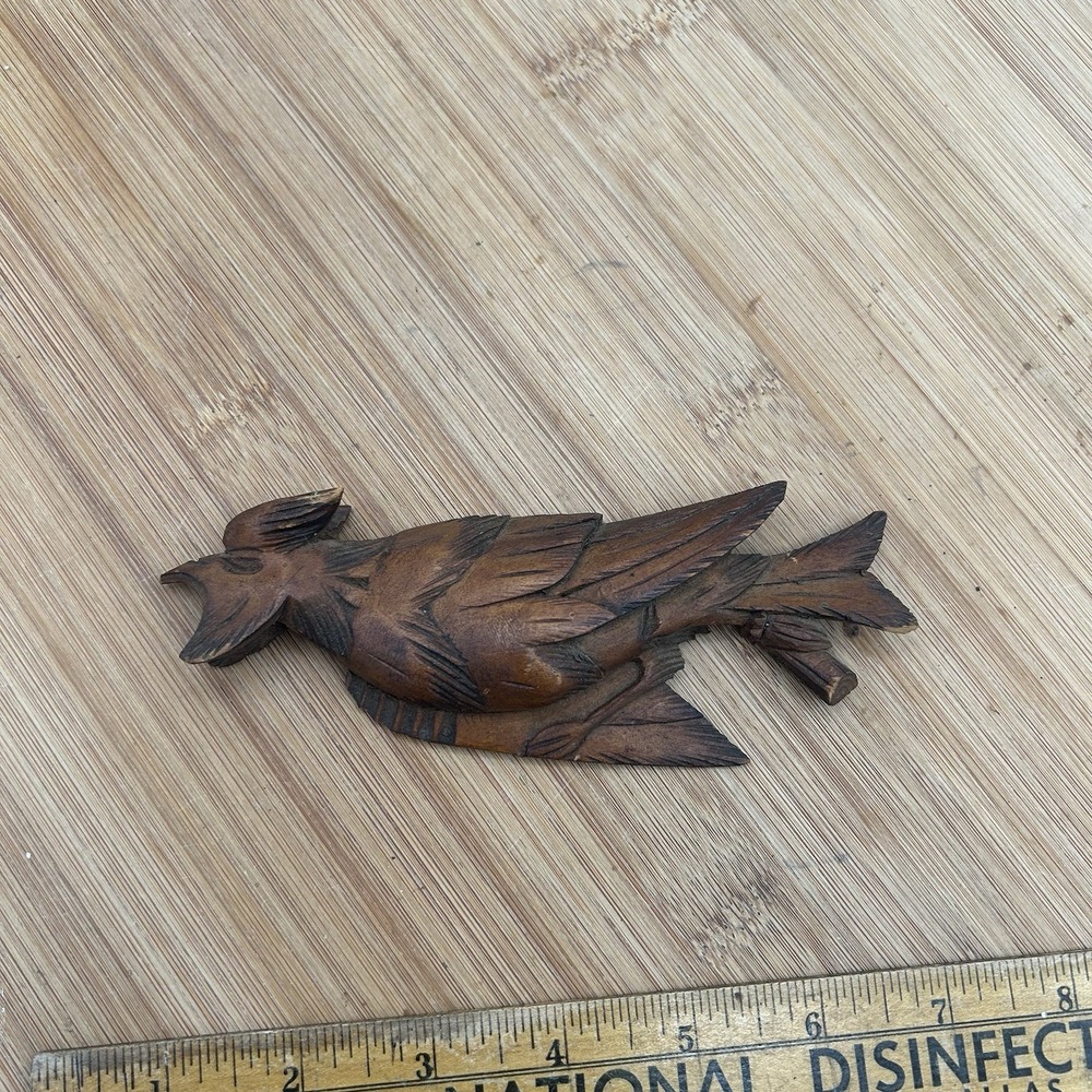 Vintage Old German Black Forest‎ Cuckoo Clock Trim Carved Bird 6"